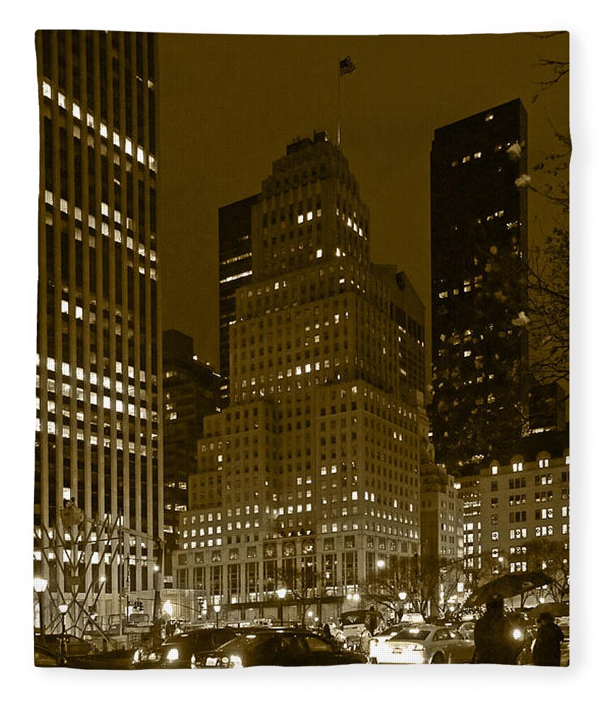 5th Ave. Lights Fleece Blanket featuring the photograph Lights of 5th Ave. by Elena Perelman