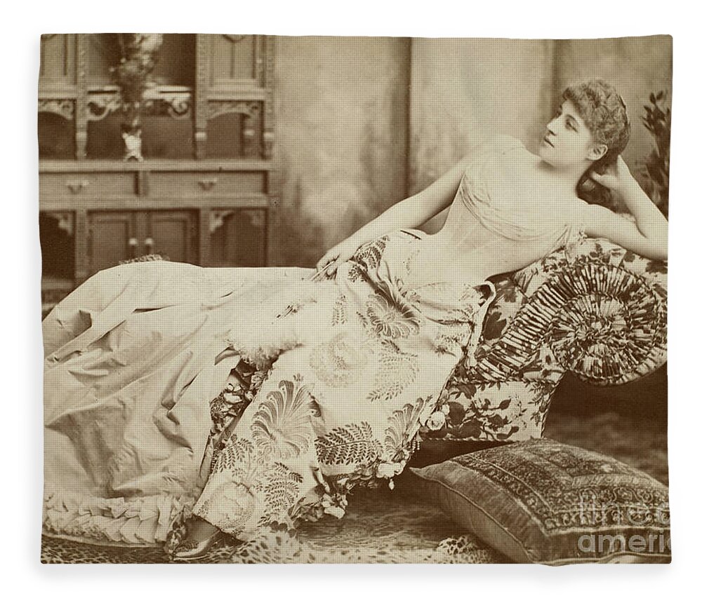 1885 Fleece Blanket featuring the photograph Lillie Langtry (1852-1929) by Granger