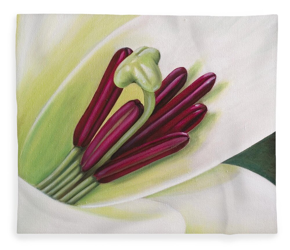 Flower Fleece Blanket featuring the painting Lily by Rob De Vries