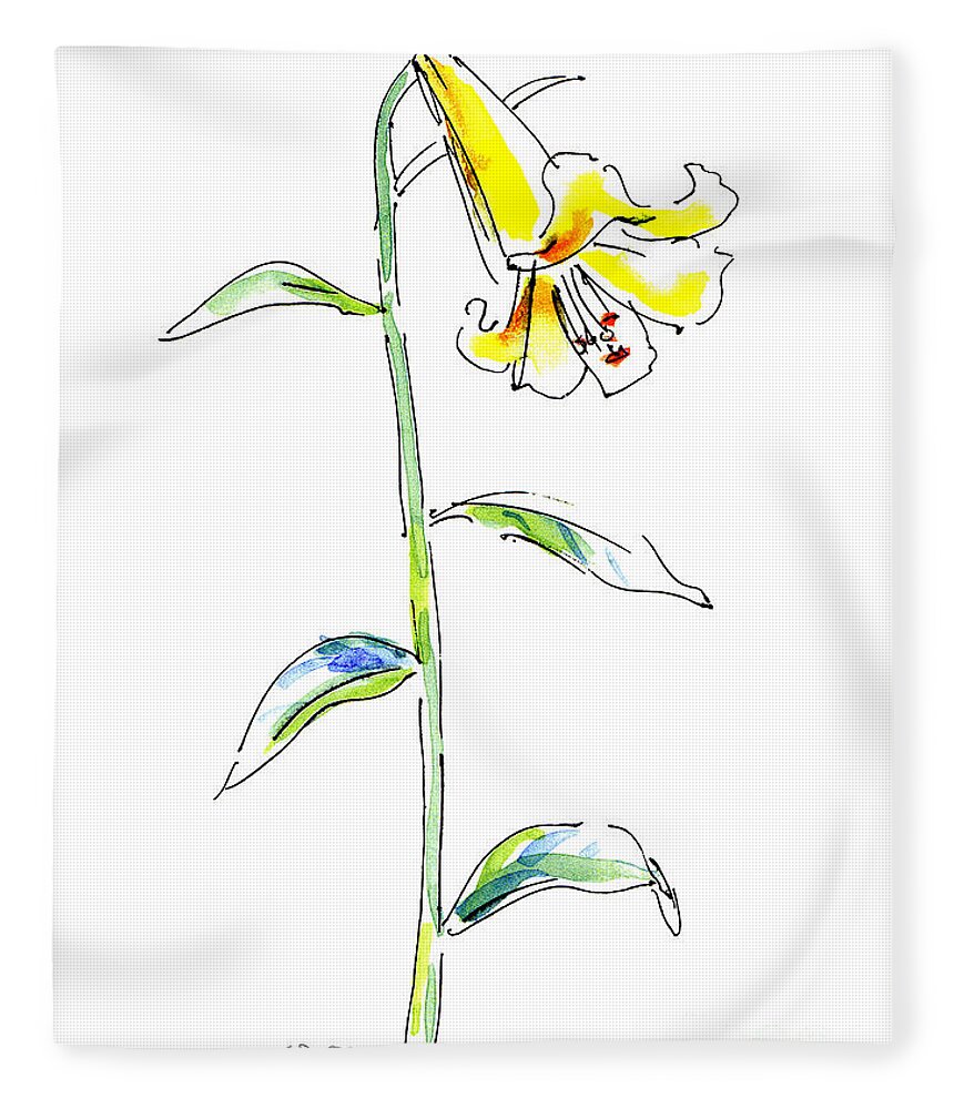 Lily Fleece Blanket featuring the painting Lily Watercolor Painting 2 by Gordon Punt