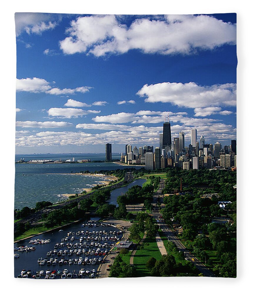 Photography Fleece Blanket featuring the photograph Lincoln Park And Diversey Harbor by Panoramic Images