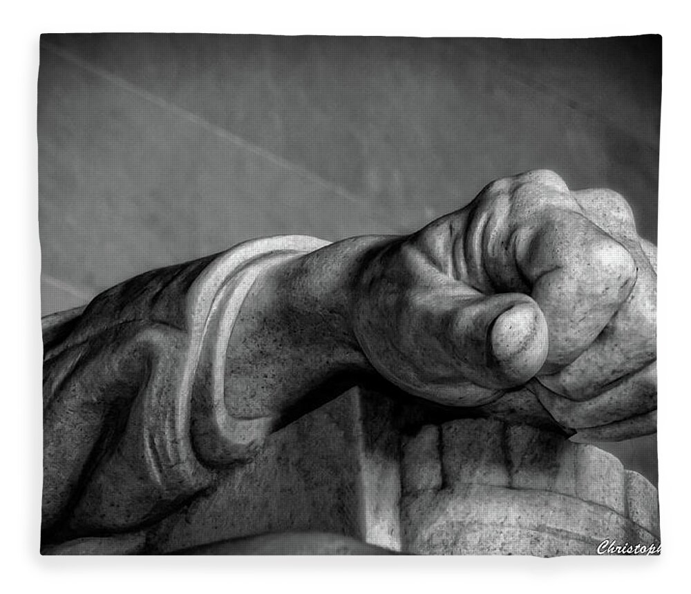 Lincoln Fleece Blanket featuring the photograph Lincoln's Left Hand B-W by Christopher Holmes