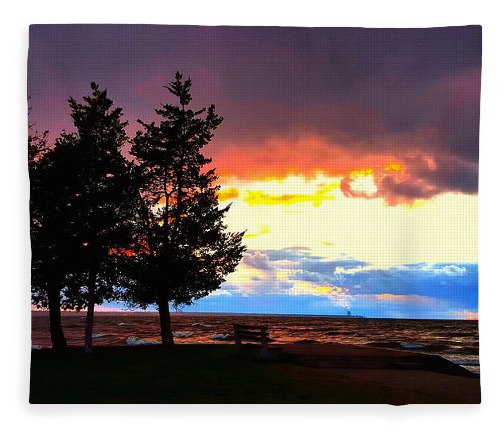 Lake Fleece Blanket featuring the photograph Lingering Light by Dani McEvoy