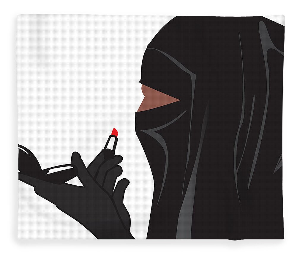 Lipstick Fleece Blanket featuring the digital art Lipstick Niqabi by Scheme Of Things Graphics