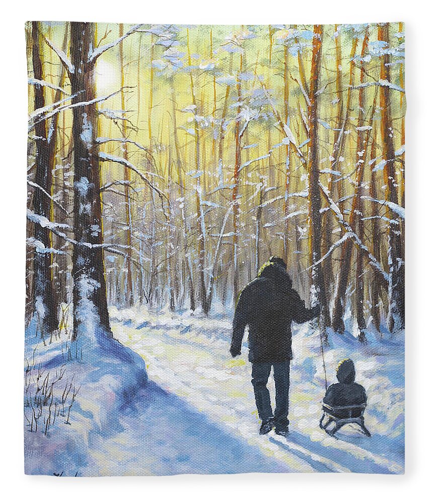 Snow Fleece Blanket featuring the painting Little Buddy by Kim Lockman