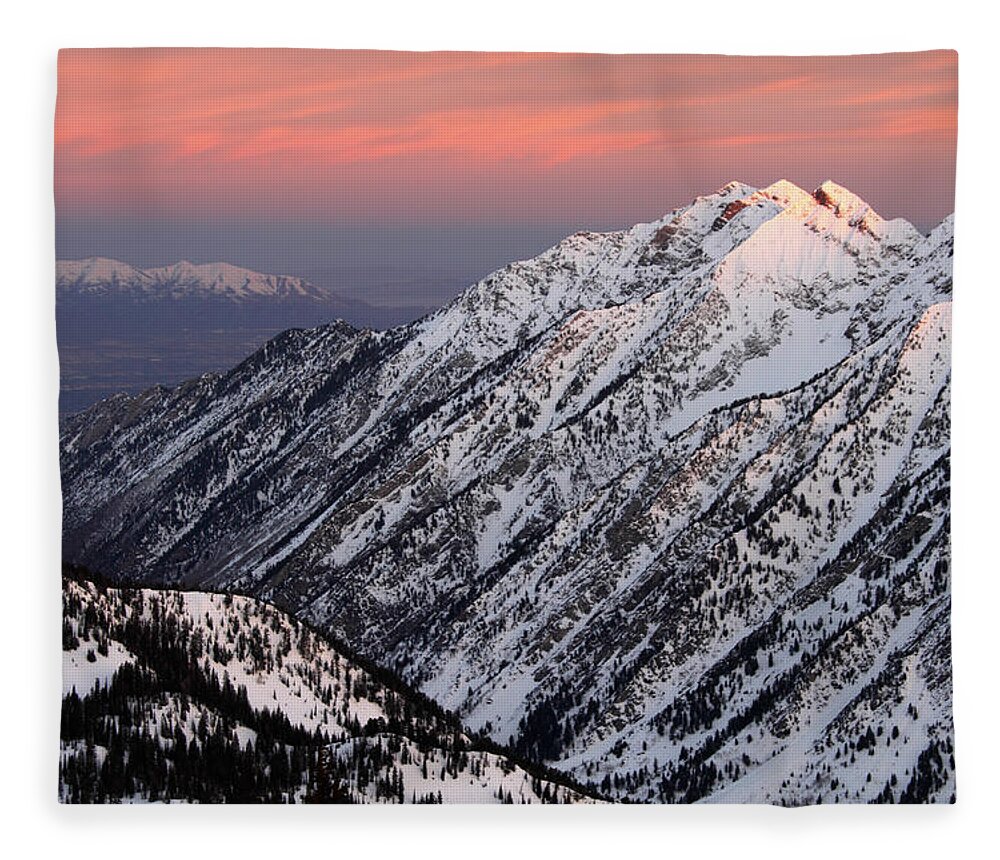 No People Fleece Blanket featuring the photograph Little Cottonwood Canyon Sunrise by Brett Pelletier