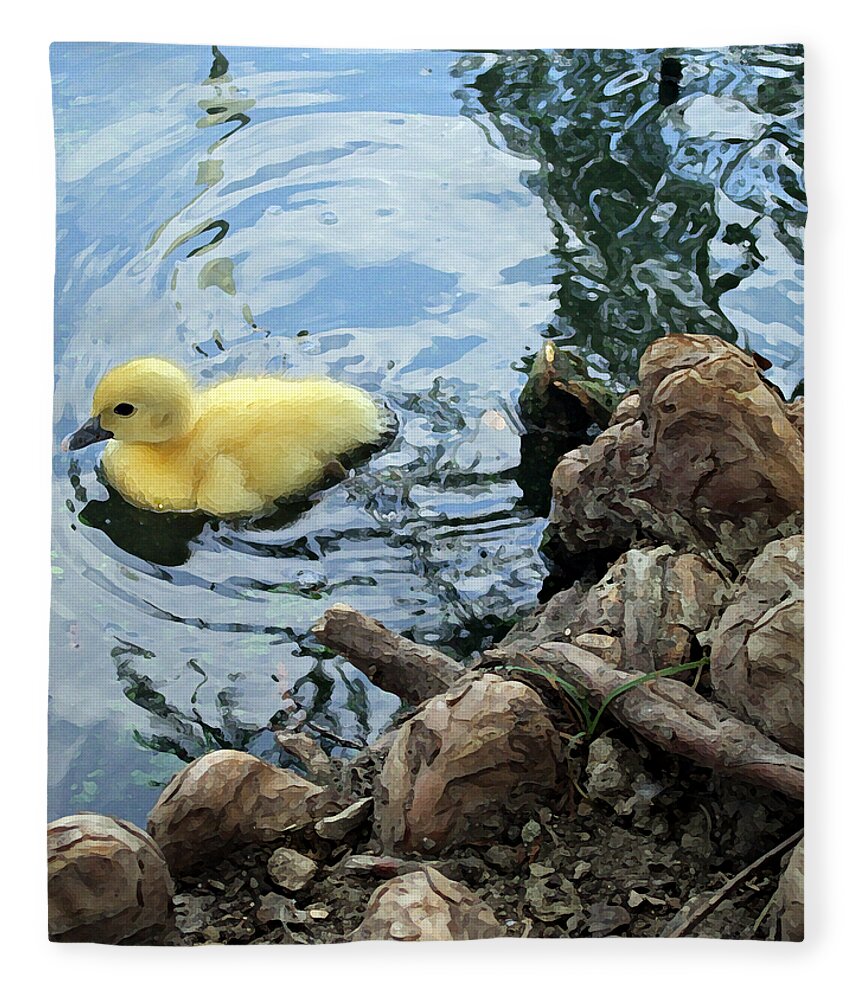  Duck Fleece Blanket featuring the photograph Little Ducky by Angelina Tamez