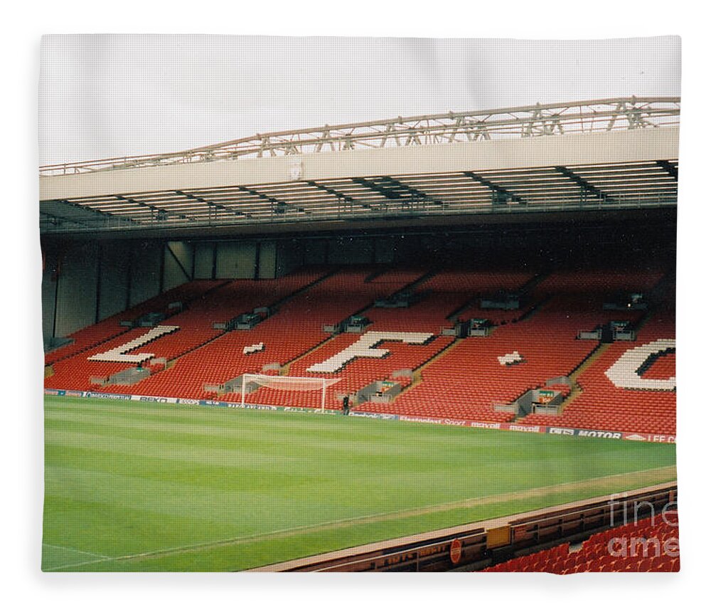 Liverpool Fleece Blanket featuring the photograph Liverpool - Anfield - The Kop 3 - 2004 by Legendary Football Grounds