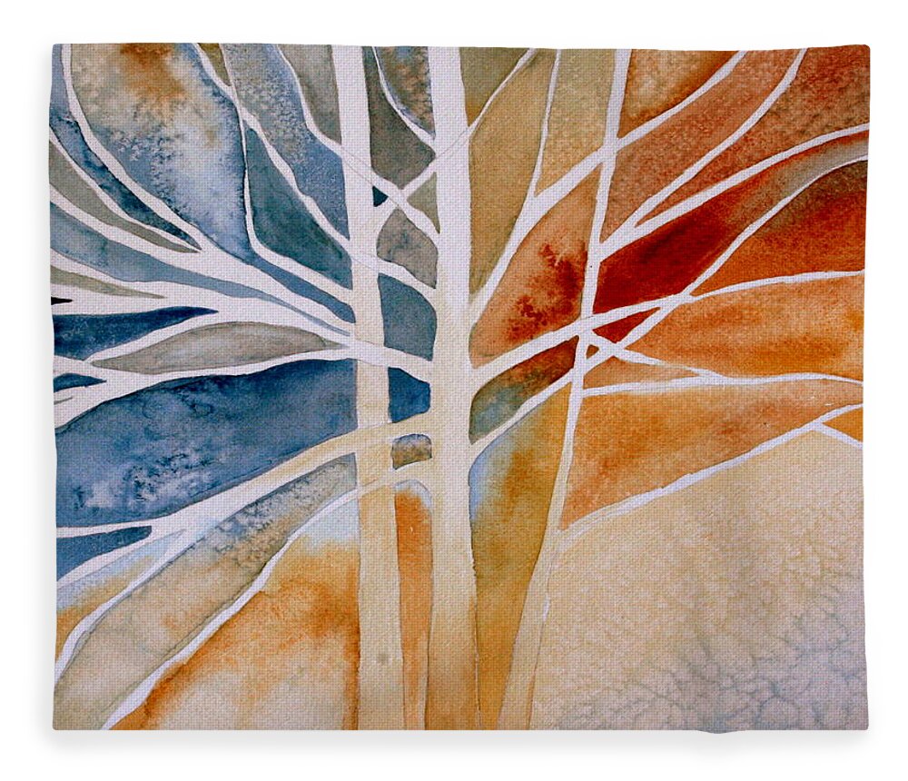 Watercolor Fleece Blanket featuring the painting Lives Intertwined 2 by Julie Lueders 