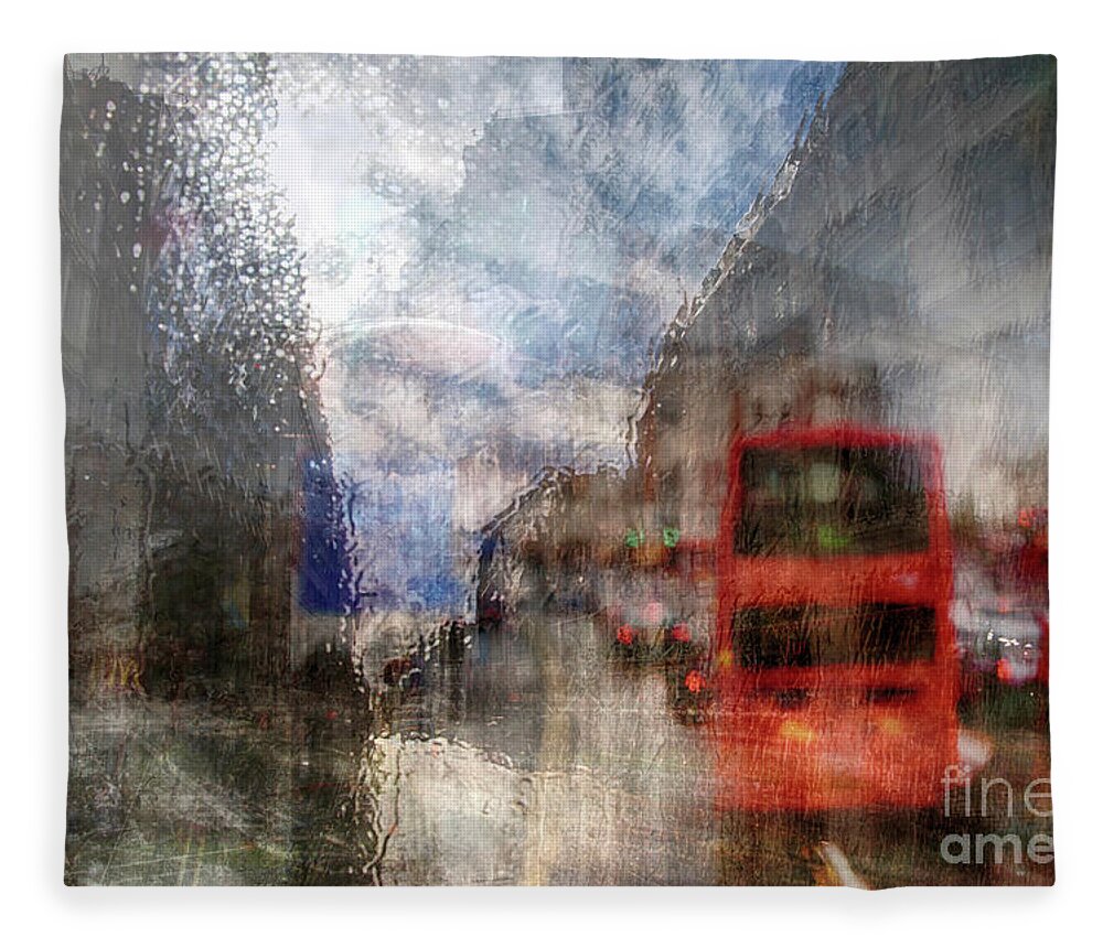 Rain Fleece Blanket featuring the photograph London in rain by Ariadna De Raadt