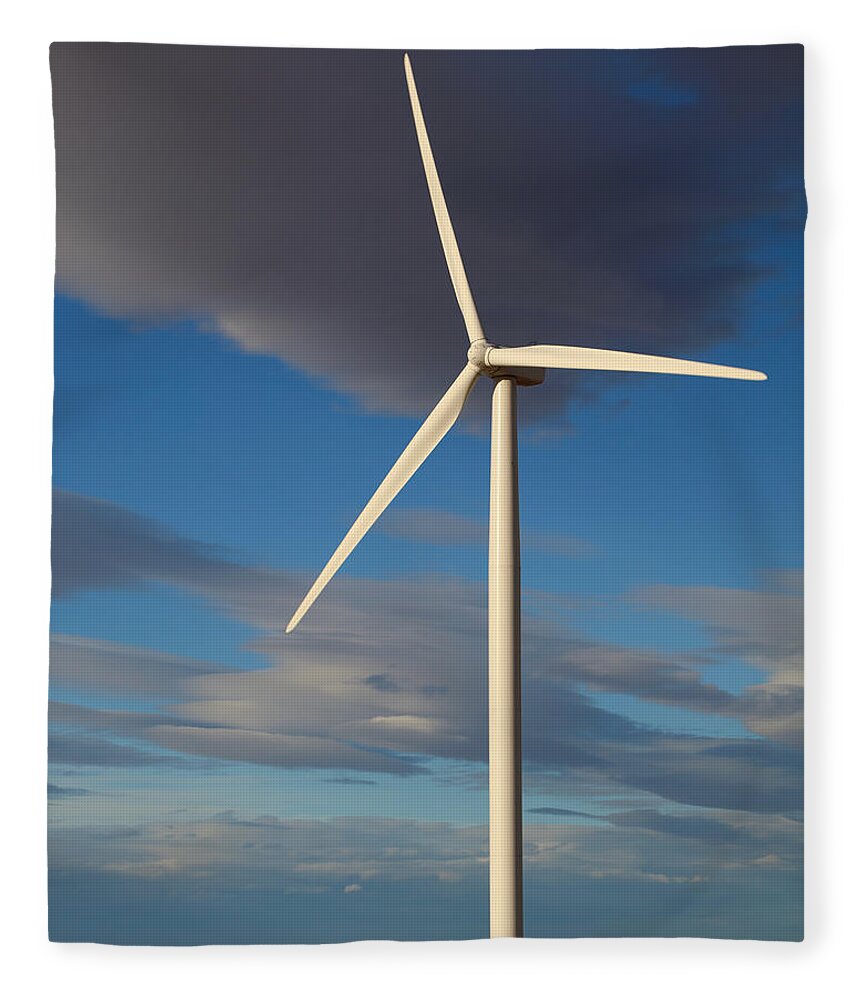 Wind Fleece Blanket featuring the photograph Lone Turbine by Todd Kreuter
