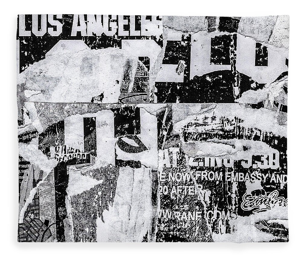 Collage Fleece Blanket featuring the mixed media Los Angeles by Roseanne Jones