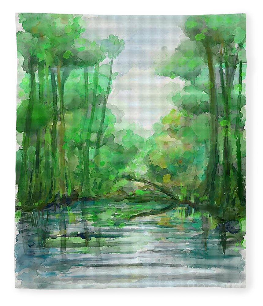 Forest Fleece Blanket featuring the painting Lost in colors by Ivana Westin