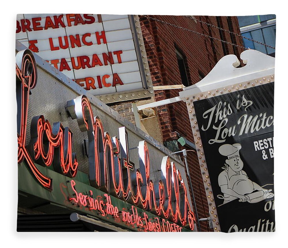 Lou Mitchell's Restaurant Fleece Blanket featuring the photograph Lou Mitchells Restaurant And Bakery Chicago by Colleen Cornelius