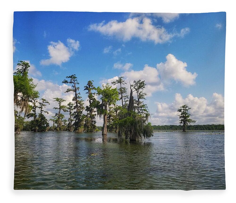 Louisiana Fleece Blanket featuring the photograph Louisiana Bayou by Mary Capriole
