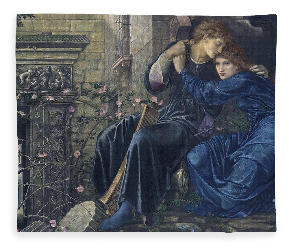 Burne-jones Fleece Blanket featuring the painting Love Among the Ruins by Edward Burne-Jones