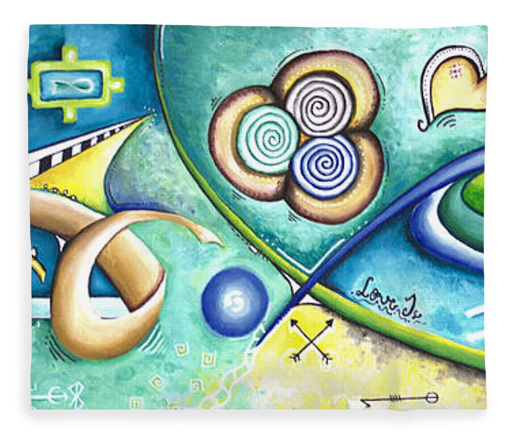 Love Fleece Blanket featuring the painting Love and Symbols by Shelly Tschupp