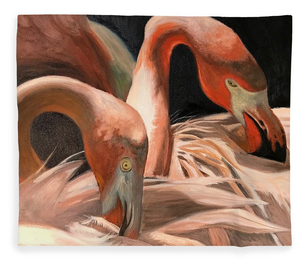 Oil Fleece Blanket featuring the painting Love Birds by Dustin Miller