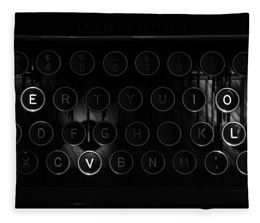 Terry D Photography Fleece Blanket featuring the photograph Love Letters Vintage Typewriter Keys Black and White by Terry DeLuco