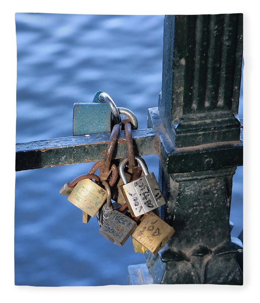 Lock Fleece Blanket featuring the photograph Love Lock by Gia Marie Houck