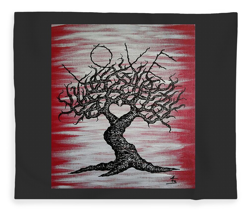 Aspire Fleece Blanket featuring the drawing Love Tree Art by Aaron Bombalicki