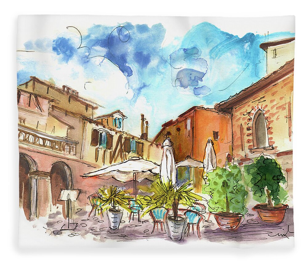 Travel Fleece Blanket featuring the painting Lovely Street Cafe In Albi by Miki De Goodaboom