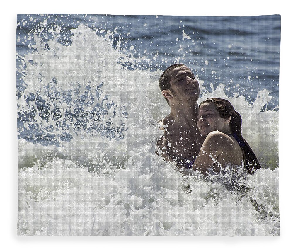 Original Fleece Blanket featuring the photograph Lovers in the Surf by WAZgriffin Digital