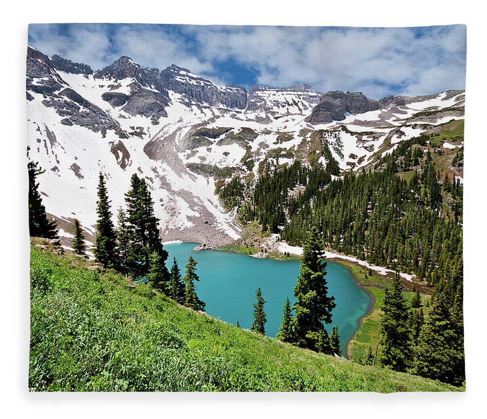 Beauty In Nature Fleece Blanket featuring the photograph Lower Blue Lake by Jeff Goulden