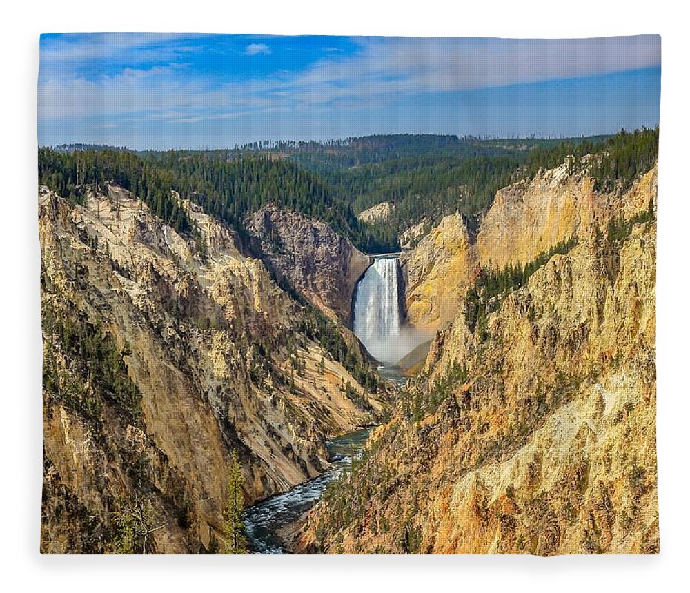 Waterfall Fleece Blanket featuring the photograph Lower Falls Grand Canyon of Yellowstone by Kevin Craft