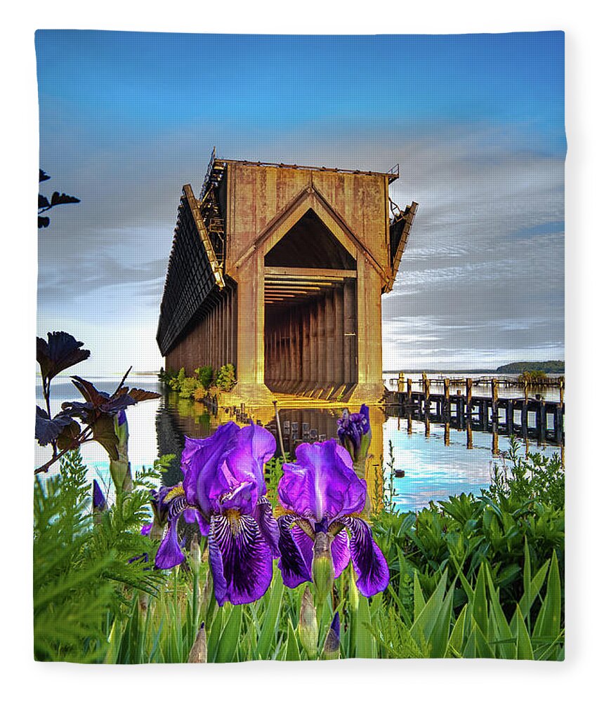 Marquette Fleece Blanket featuring the photograph Lower Harbor Ore Dock Marquette Michigan -6620 by Norris Seward