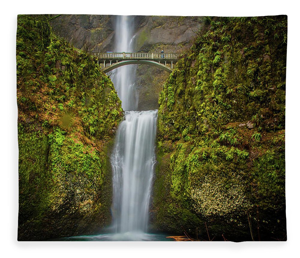 Waterfall Fleece Blanket featuring the photograph Lower Multnomah Falls 2 by Jason Brooks