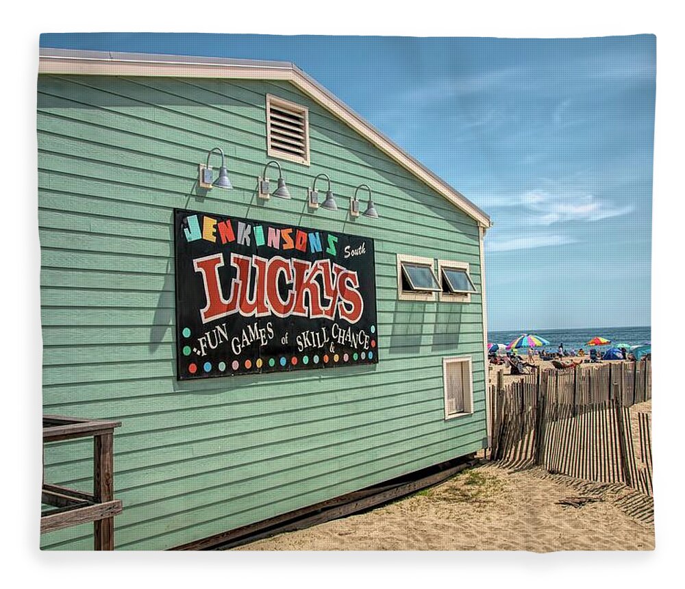 Luckys Fleece Blanket featuring the photograph Luckys At Jenkinsons South by Kristia Adams
