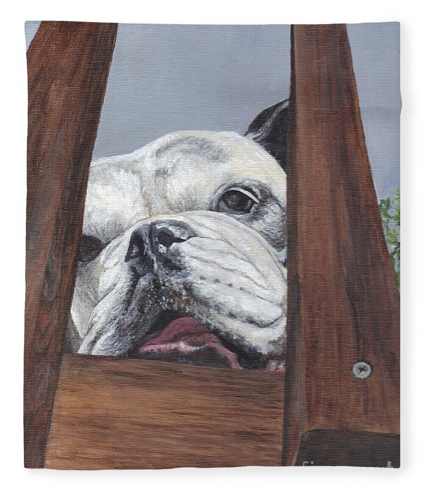 Pet Portrait Fleece Blanket featuring the painting Lucee by Carol Wisniewski