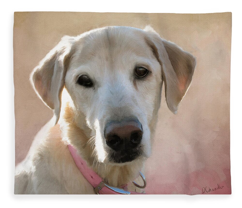 Dog Fleece Blanket featuring the painting Lucy in Pink by Diane Chandler