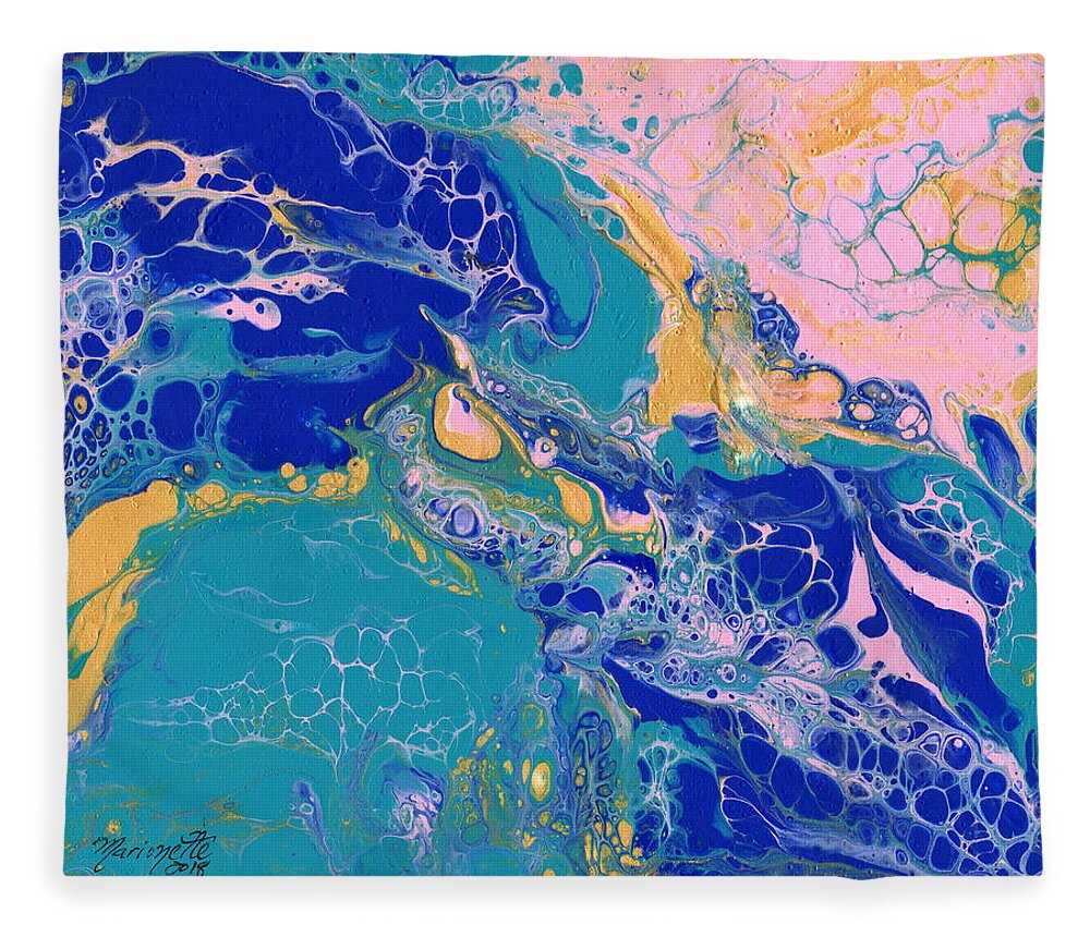 Acrylic Pouring Fleece Blanket featuring the painting Lullaby by Marionette Taboniar