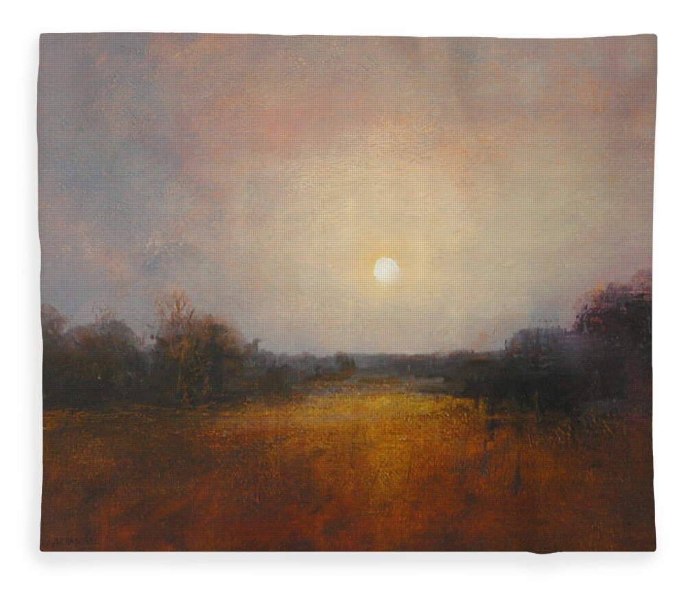 Moon Fleece Blanket featuring the painting Lunar 11 by David Ladmore