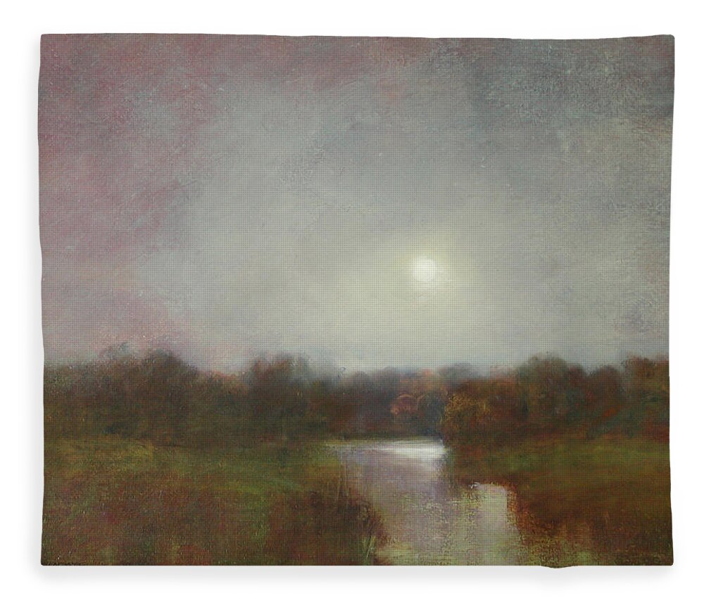 Moon Fleece Blanket featuring the painting Lunar 14 by David Ladmore
