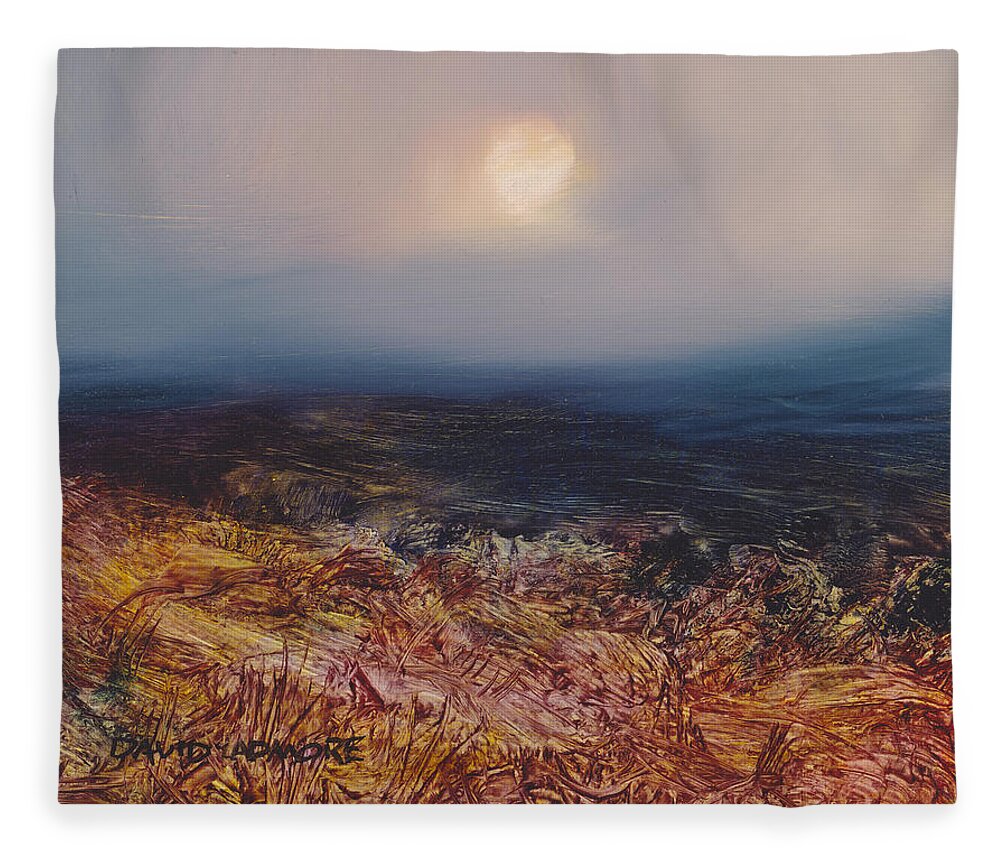 Moon Fleece Blanket featuring the painting Lunar 46 by David Ladmore