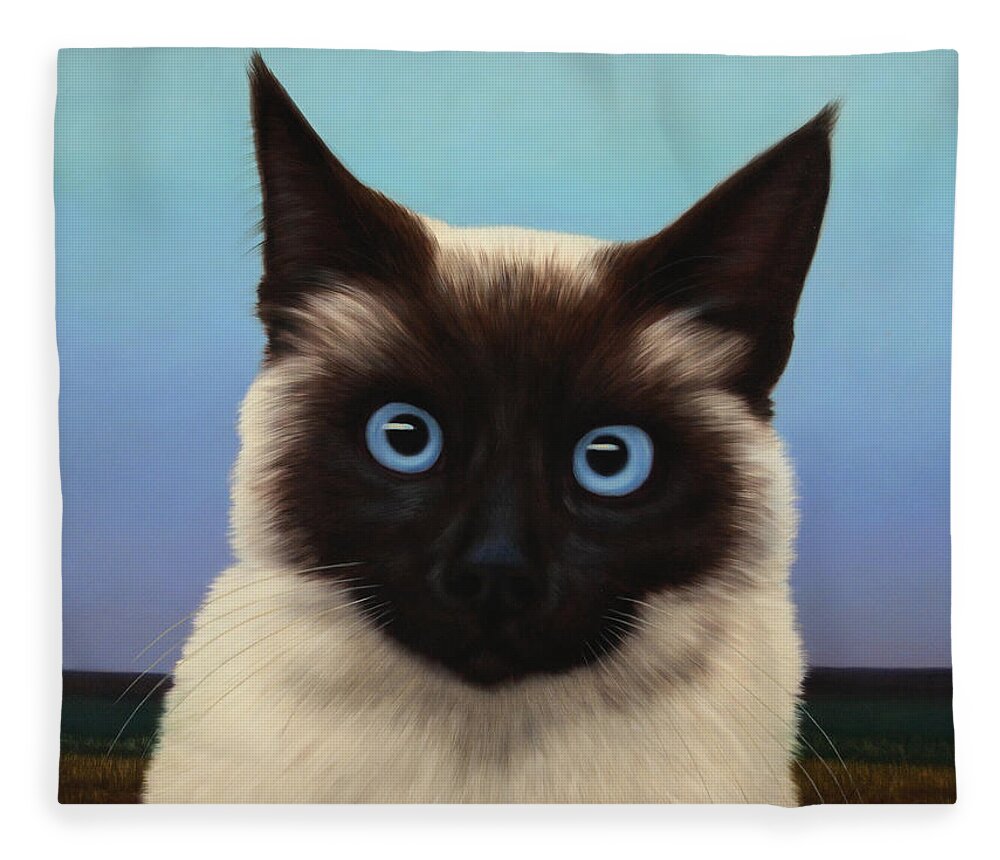Cat Fleece Blanket featuring the painting Machka 2001 by James W Johnson