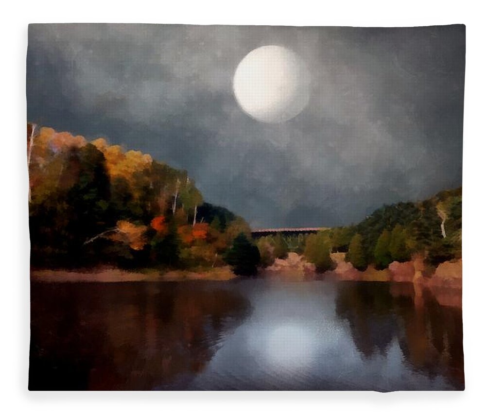 Landscape Fleece Blanket featuring the painting Magic Moonlight by RC DeWinter