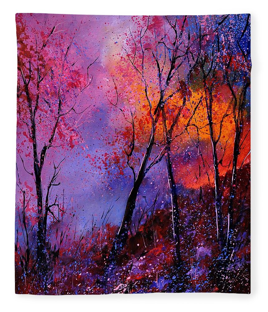 Landscape Fleece Blanket featuring the painting Magic trees by Pol Ledent