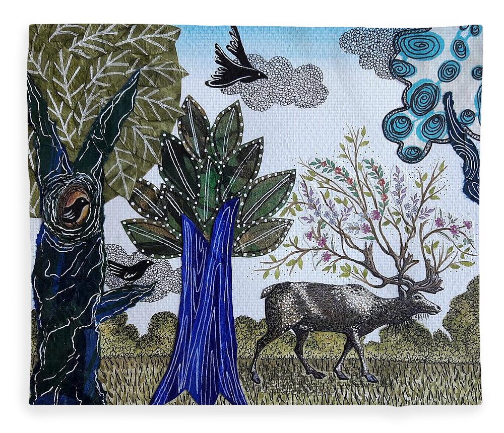 Illustration Fleece Blanket featuring the painting Magical Nature by Graciela Bello