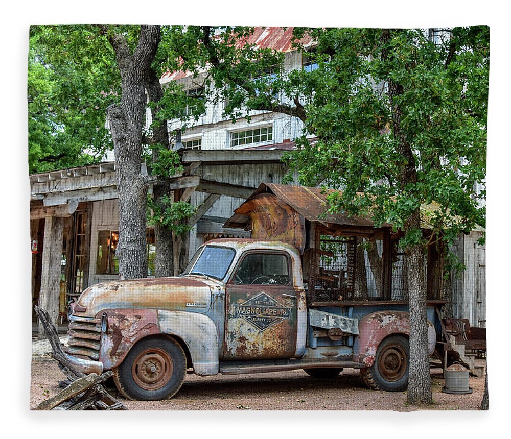 Chevrolet Fleece Blanket featuring the photograph Magnolia Pearl Chicken Coup and Barn by Paul Quinn
