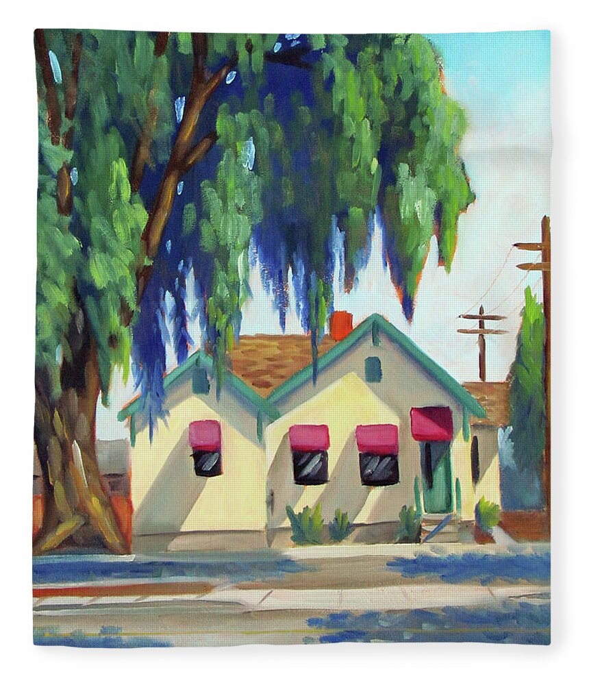 House Fleece Blanket featuring the painting Maily House - Eagle, Idaho by Kevin Hughes