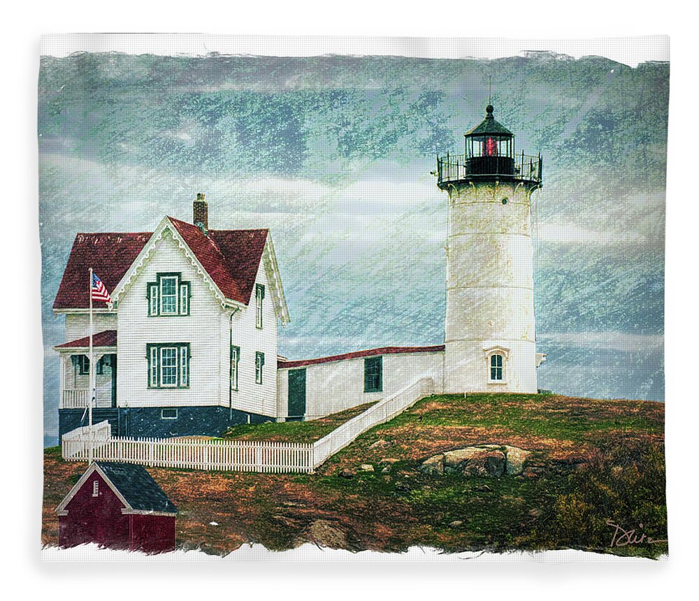 Lighthouse Fleece Blanket featuring the photograph Maine Lighthouse by Peggy Dietz