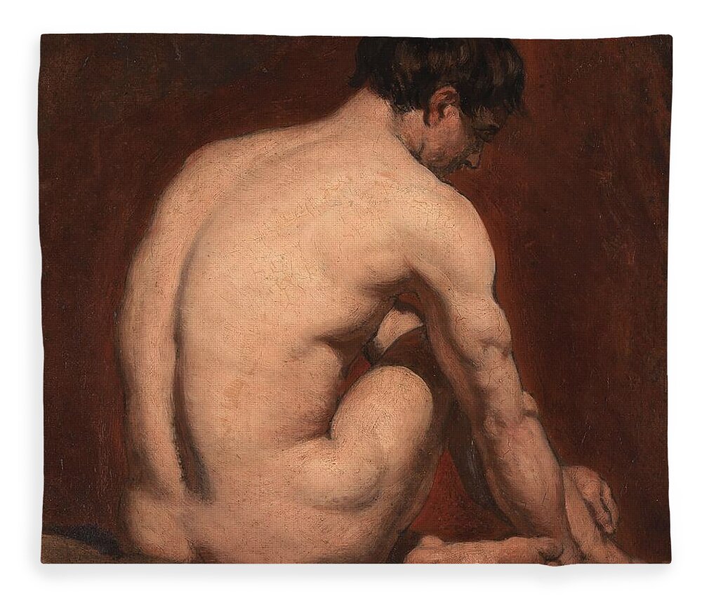  Nude Fleece Blanket featuring the painting Male Nude from the Rear by William Etty
