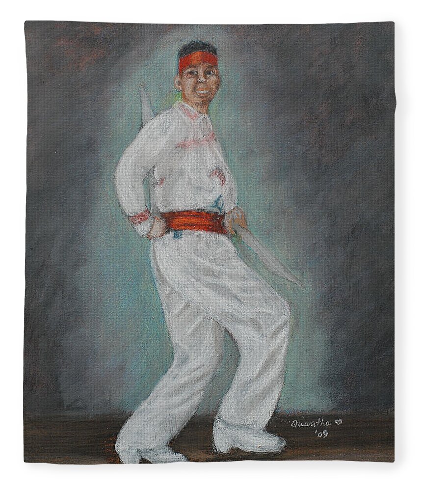 Male Fleece Blanket featuring the painting Male Spanish Dancer by Quwatha Valentine