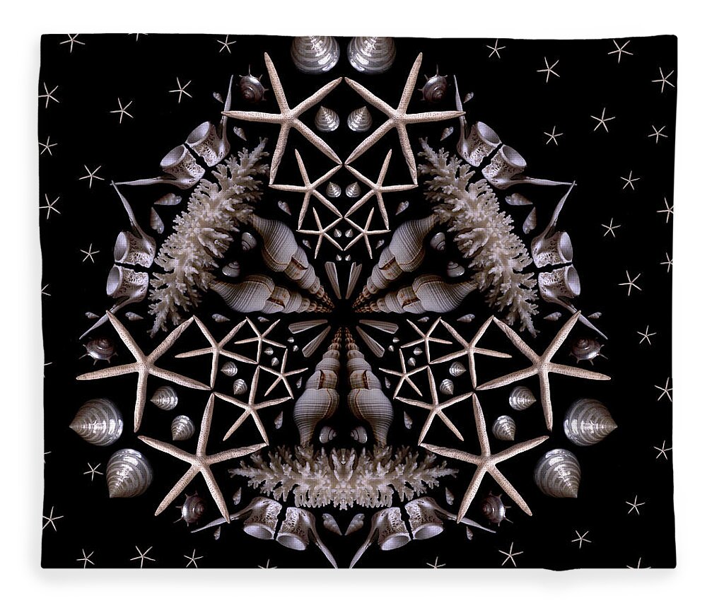 Shell Fleece Blanket featuring the photograph Mandala White Sea Star by Nancy Griswold