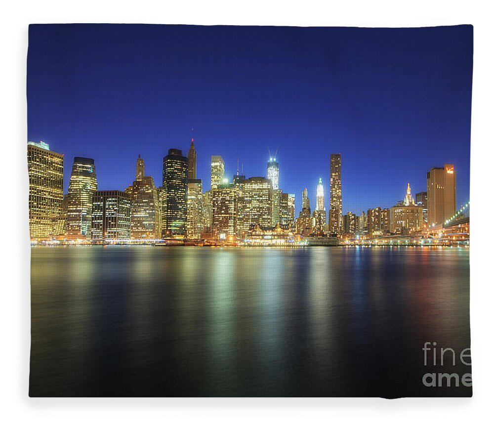 Yhun Suarez Fleece Blanket featuring the photograph Manhattan Nite Lites NYC by Yhun Suarez