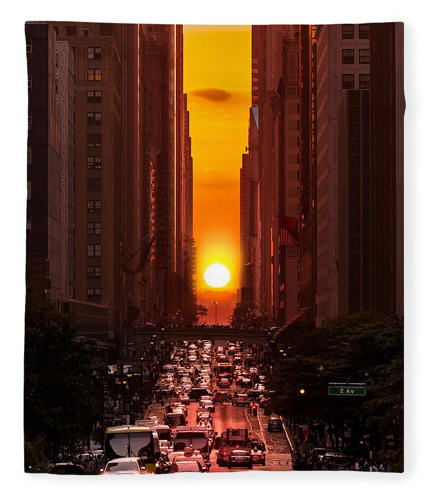 42nd Street Fleece Blanket featuring the photograph Manhattanhenge in New York City by Mihai Andritoiu